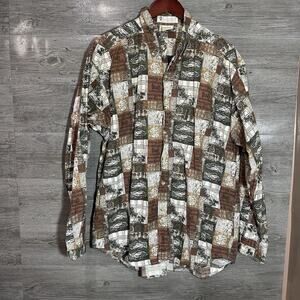 VTG Columbia Button Down Outdoors Fishing Trout USA Size Large